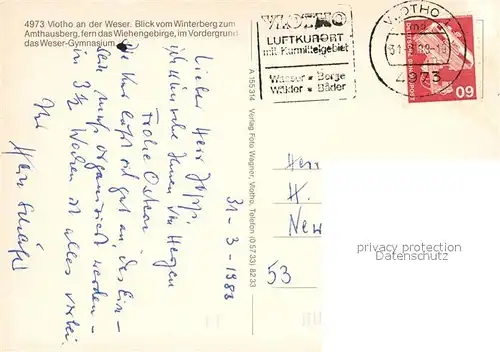 AK / Ansichtskarte Vlotho Blick vom Winterberg auf Weser Vlotho