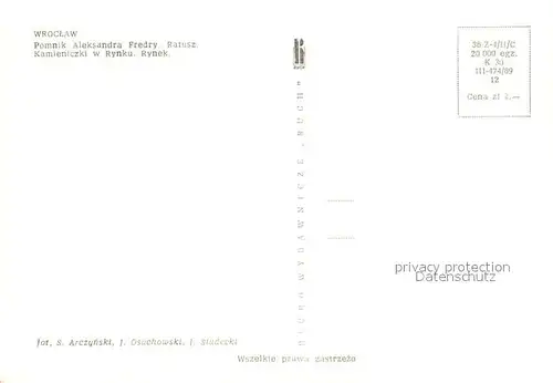 AK / Ansichtskarte Wroclaw Rathaus Marktplatz Statue Wroclaw