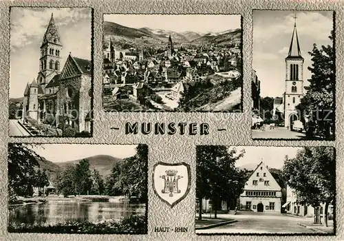 AK / Ansichtskarte Munster_Haut_Rhin_Elsass Kirche Panorama Rathaus Munster_Haut_Rhin_Elsass