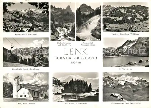 AK / Ansichtskarte Lenk_Simmental Sesselbahn Kirche Hahnenmoos Pass Leuk Lenk Simmental