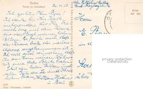 AK / Ansichtskarte Gotha_Thueringen Partie im Schlosshof Gotha Thueringen