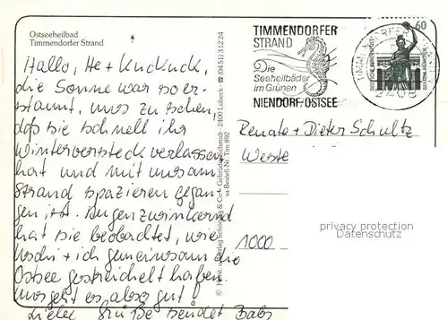 AK / Ansichtskarte Timmendorfer_Strand Winterlandschaft Strand Promenade Standuhr Timmendorfer_Strand