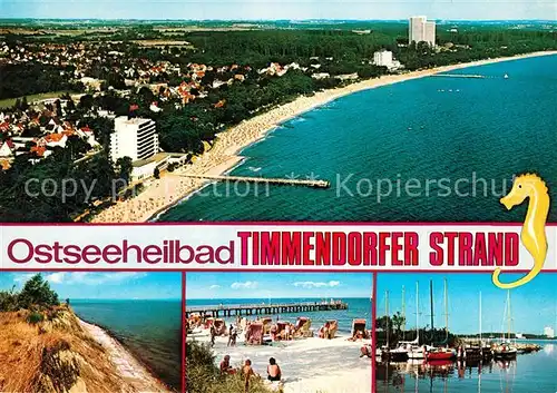 AK / Ansichtskarte Timmendorfer_Strand Ostseeheilbad Fliegeraufnahme Steilkueste Strand Hafen Timmendorfer_Strand