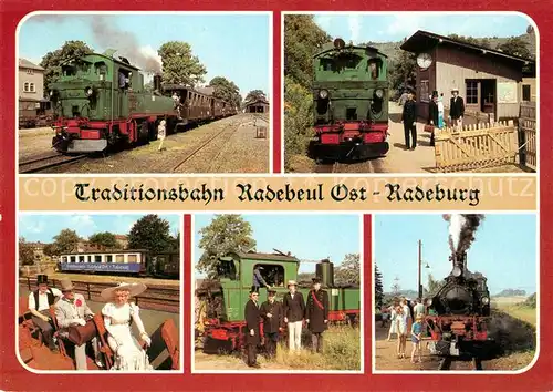 AK / Ansichtskarte Lokomotive Traditionsbahn Radebeul Ost Radeburg Zugpersonal Friedewald  Lokomotive