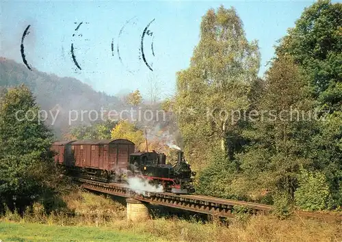 AK / Ansichtskarte Lokomotive Schmalspurbahn Wolkenstein Joehstadt Pressnitztal Streckewalde Lokomotive