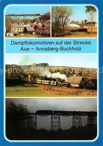 AK / Ansichtskarte Eisenbahn Dampflokomotiven Aue Annaberg Buchholz Viadukt Markersbach Eisenbahn