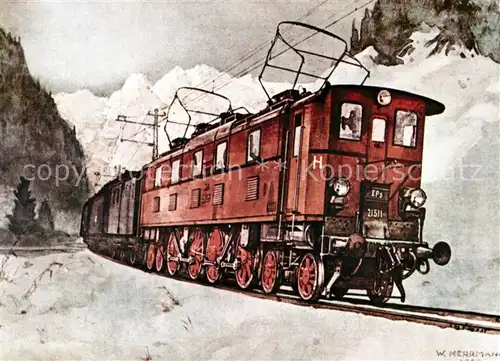 AK / Ansichtskarte Eisenbahn Elektrische Personenzuglokomotive EP 5 Kuenstlerkarte Willy Herrmann  Eisenbahn