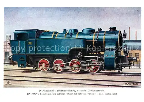 AK / Ansichtskarte Lokomotive D Nassdampf Tenderlokomotive Dresdnerhuette Kuenstlerkarte Teuteberg Lokomotive