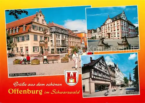 AK / Ansichtskarte Offenburg Einhorn Apotheke Hauptstrasse Rathaus Offenburg