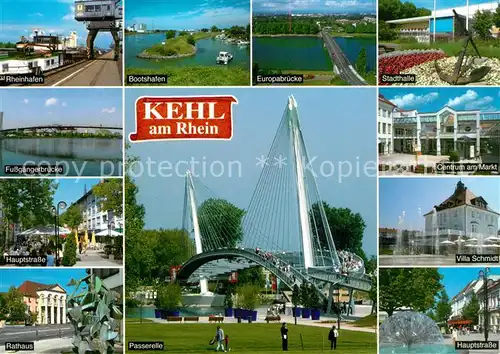 AK / Ansichtskarte Kehl_Rhein Rheinhafen Europabruecke Stadthalle Passerelle Villa Schmidt  Kehl_Rhein