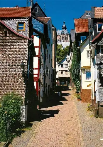 AK / Ansichtskarte Marburg_Lahn Langgasse mit Schloss Marburg_Lahn