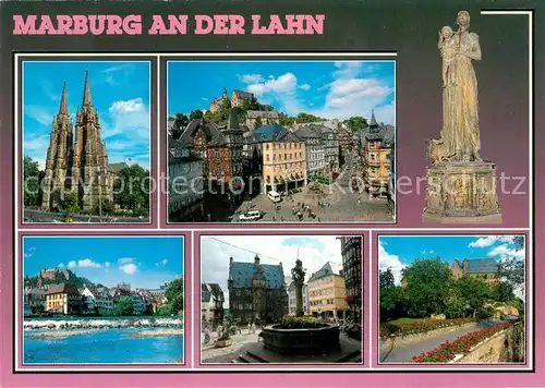 AK / Ansichtskarte Marburg_Lahn Dom Lahnpartie Brunnen  Marburg_Lahn
