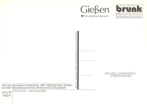 AK / Ansichtskarte Giessen_Lahn Stadtkirche Giessen_Lahn