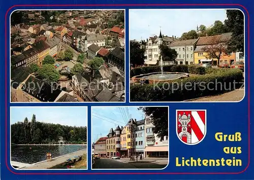 AK / Ansichtskarte Lichtenstein_Sachsen Fliegeraufnahme Brunnen Freibad Lichtenstein_Sachsen