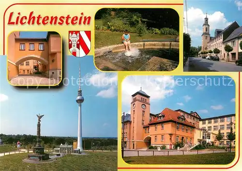 AK / Ansichtskarte Lichtenstein_Sachsen Portikus Wassertretbecken Stadtpark Poststrasse Schauanlage Miniwelt Muehlgraben Lichtenstein_Sachsen