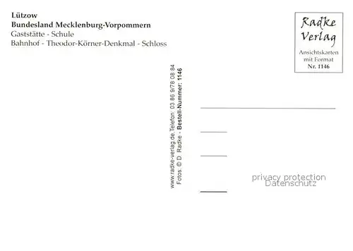 AK / Ansichtskarte Luetzow Schule Theodor Koerner Denkmal Schloss Luetzow