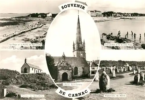 AK / Ansichtskarte Carnac_Plage Kirchen Saint Michel Saint Cornely Strand  Carnac_Plage