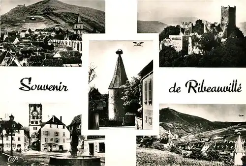 AK / Ansichtskarte Ribeauville_Haut_Rhin_Elsass Stadtansichten Schlossruinen Saint Ulrich Tour de la Cigogne  Ribeauville_Haut
