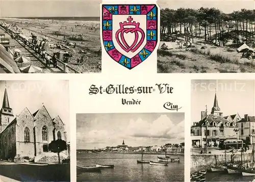 AK / Ansichtskarte Saint Gilles sur Vie_Vendee Strand Campingplatz Kirche Hafe Saint Gilles sur Vie