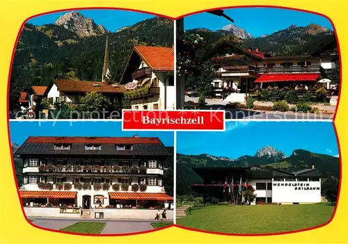 AK / Ansichtskarte Bayrischzell Ortsmotiv mit Kirche Hotel Restaurant Wendelstein Seilbahn Talstation Alpen Bayrischzell