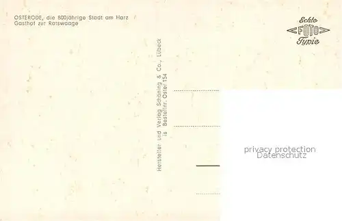 AK / Ansichtskarte Osterode_Harz Gasthof zur Ratswaage Osterode_Harz