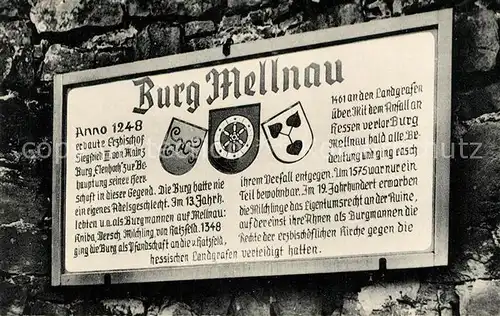 AK / Ansichtskarte Mellnau Burg Mellnau Hinweisschild Mellnau