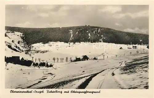 AK / Ansichtskarte Oberwiesenthal_Erzgebirge Fichtelberg mit Schoenjungferngrund Oberwiesenthal Erzgebirge