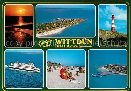 AK / Ansichtskarte Wittduen_Amrum Stimmungsbild Fliegeraufnahme Leuchtturm Kreuzfahrschiff Strand  Wittduen Amrum