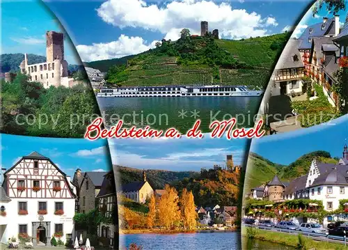 AK / Ansichtskarte Beilstein_Mosel Burgruine Moselpartie Fachwerkhaus Strassenpartie Beilstein_Mosel