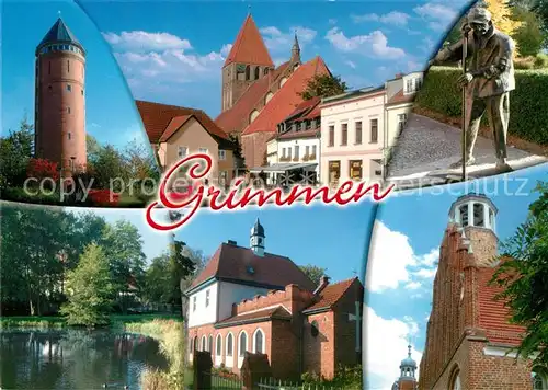 AK / Ansichtskarte Grimmen Runder Turm Kirche Schwanenteich Kapelle Grimmen