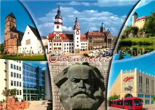 AK / Ansichtskarte Chemnitz Kirche Rathaus Schloss Marxmonument Chemnitz