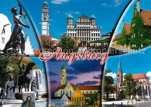 AK / Ansichtskarte Augsburg Skulptur Rathaus Brunnen Kirchen Augsburg