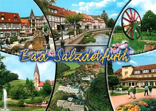 AK / Ansichtskarte Bad_Salzdetfurth Markt Brunnen Fluss Rad Kirche Fliegeraufnahme Bad_Salzdetfurth