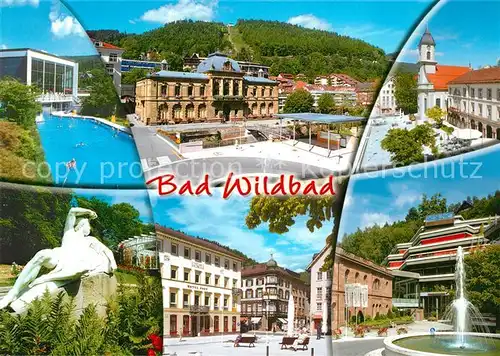 AK / Ansichtskarte Bad_Wildbad Schwimmbad Schloss Kurhaus Marktplatz Brunnen Bad_Wildbad