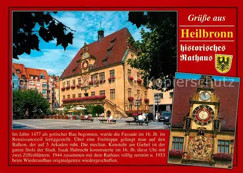 AK / Ansichtskarte Heilbronn_Neckar Rathaus Uhrturm Heilbronn Neckar