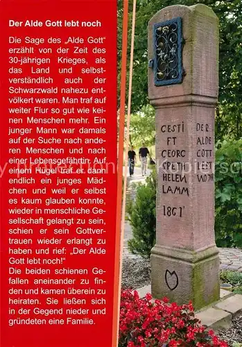 AK / Ansichtskarte Sasbachwalden Gedenkstein Der Alde Gott Sasbachwalden