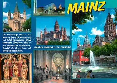 AK / Ansichtskarte Mainz_Rhein Mainzer Dom Altar Inneres Fontaene Mainz Rhein