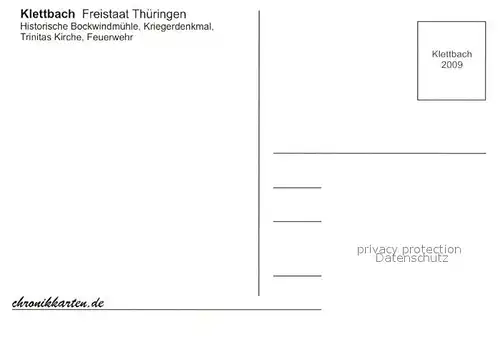 AK / Ansichtskarte Klettbach Bockwindmuehle Kriegerdenkmal Trinitatis Kirche Feuerwehr Klettbach