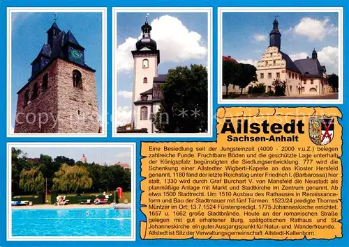 AK / Ansichtskarte Allstedt Wigberti Kapelle Stadtkirche St Johannes Rathaus Sommerbad Allstedt