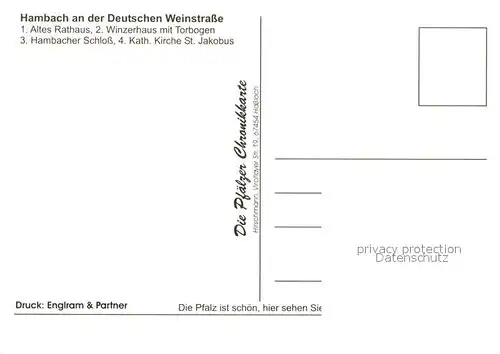 AK / Ansichtskarte Hambach_Neustadt Altes Rathaus Winzerhaus Torbogen Hambacher Schloss Kath Kirche St Jakobus Hambach_Neustadt