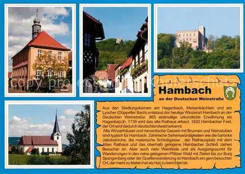 AK / Ansichtskarte Hambach_Neustadt Altes Rathaus Winzerhaus Torbogen Hambacher Schloss Kath Kirche St Jakobus Hambach_Neustadt