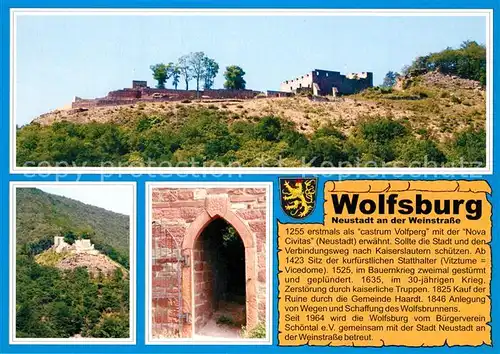 AK / Ansichtskarte Neustadt_Weinstrasse Ruine Wolfsburg Neustadt_Weinstrasse