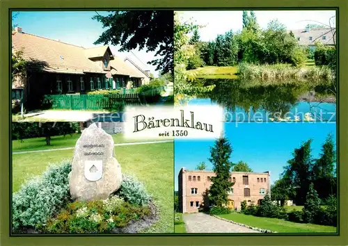 AK / Ansichtskarte Baerenklau_Havel Alte Dorfstrasse Teich Gedenkstein ehem Kornspeicher Baerenklau_Havel