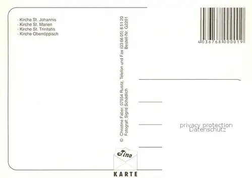 AK / Ansichtskarte Gera Kirchen St Johannis St Marien St Trinitatis Oberroeppisch Gera