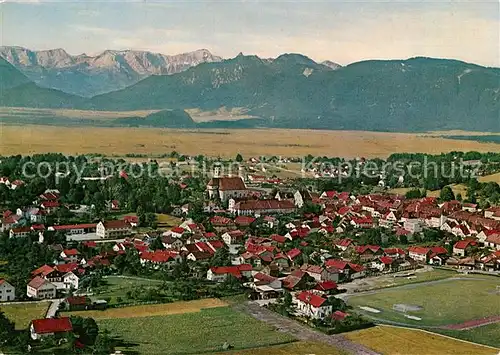 AK / Ansichtskarte Murnau_Staffelsee Fliegeraufnahme mit Zugspitzmassiv Murnau_Staffelsee
