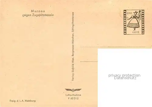 AK / Ansichtskarte Murnau_Staffelsee Fliegeraufnahme mit Zugspitzmassiv Murnau_Staffelsee