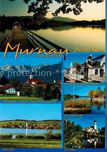 AK / Ansichtskarte Murnau_Staffelsee Zugspitzgruppe Obermarkt Riegsee Seehausen Uffing Murnau_Staffelsee