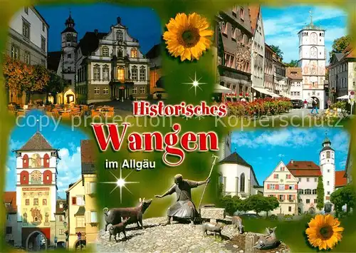AK / Ansichtskarte Wangen_Allgaeu Rathaus Stadttore Marktplatz Wangen Allgaeu