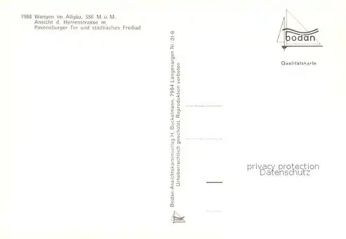 AK / Ansichtskarte Wangen_Allgaeu Herrenstrasse mit Ravensburger Tor Freibad Wangen Allgaeu