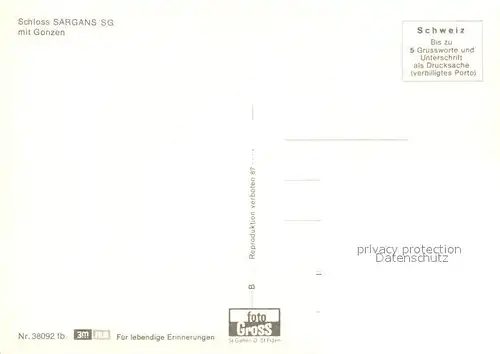 AK / Ansichtskarte Sargans Schloss Sargans mit Gonzen Sargans